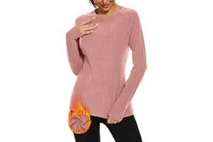 WOWENY Thermal Shirts for Women Base Layer Soft Fleece Lined Long Sleeve Top Thermal Underwear Winter Cold Weather