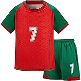 Boy's Soccer Jerseys, Kids' Soccer Jersey #7 Child T-Shirt Boys Girls Youth Fan Jersey Soccer Shirt Kit Set