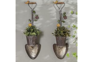 SMQLJXC 2Pcs Wall Mounted Planter Farmhouse Outdoor Wall Decor-Rustic Garden Shovel Tool Planters