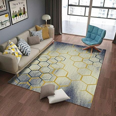 Amazon De Shangn Designer Teppich Wohnzimmer Ausgefallene Farbkombination Karo Kurzflor