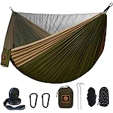 Camping Hammock, Portable Hammocks with Mosquito Net,Lightweight Nylon Parachute Hammock with 10ft Tree Straps,Camping Gear M