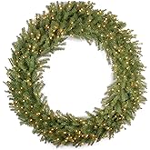 National Tree Company 60 in Pre-Lit Norwood Fir Artificial Christmas Wreath, Christmas Decoration with 300 Clear Lights, 882 Tips, Green