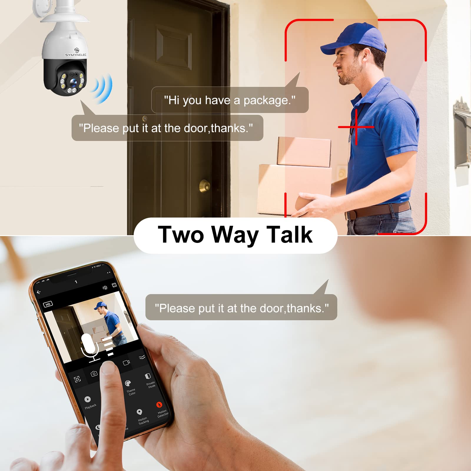 SYMYNELEC Light Bulb Security Camera Outdoor Waterproof 2.5K, 2.4GHz Wireless WiFi Light Socket Security Cam with AI Human Motion Detection Tracking Color Night Vision Works with Alexa Google (2 PCS)