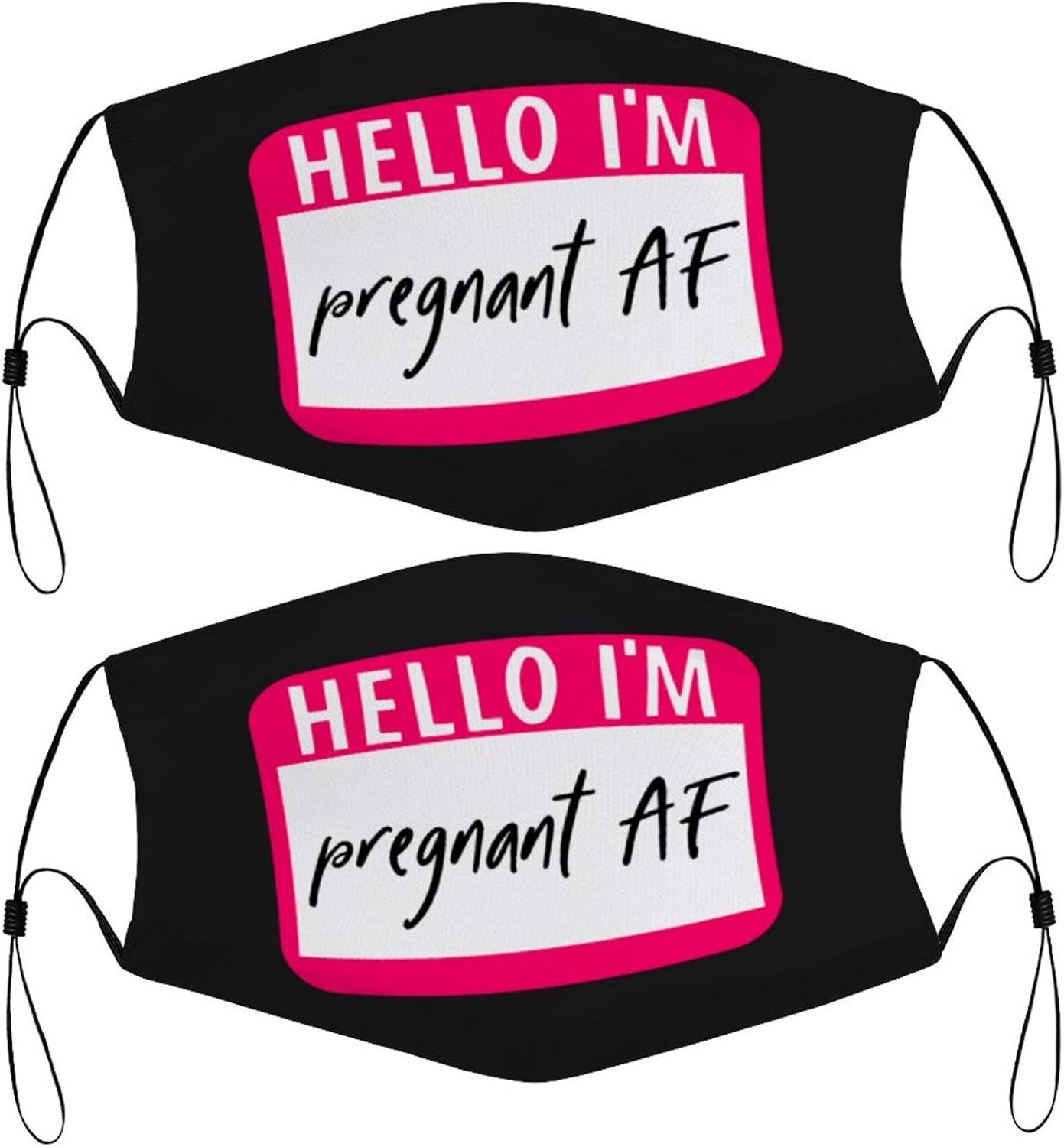 Hello I'm Pregnant Funny Kids Face Mask Set of 2 with 4