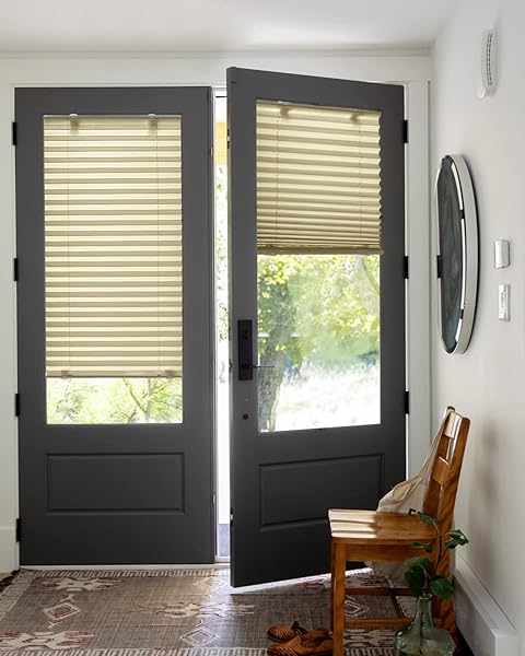 LAZBLINDS TOOL-FREE CORDLESS PLEATED SHADES WITH SUCTION CUPS LIGHT FILTERING TOP DOWN BOTTOM UP PLEATED BLINDS FOR WINDOW SIZE 23″ W X 65″ H, BROWN