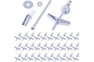 Swpeet 120Pcs Toggle Bolt Kit: 30 Sets of 3/16 Inch Toggle Bolts, Wing Nuts, Hex Nuts, Washers for Drywall, Household Items, 