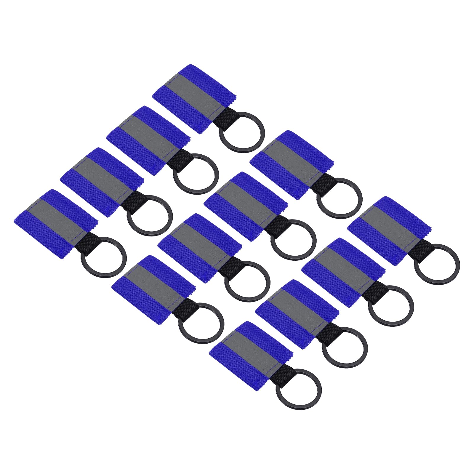 PATIKIL Reflective Keychain Tags, 12 Pack Reflective Zipper Pulls Nylon Keychain High Visibility Reflectors Tags for Backpack Pendant Dog Collar, Blue