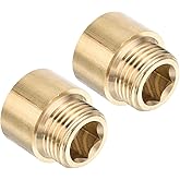 PATIKIL Shower Head Extension Arm, 2 Pack Brass G1/2 Male to Female Thread 26mm Length Pipe Fitting Shower Head Extender
