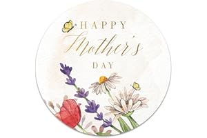 MOBIUSEA CREATION Mothers Day Stickers 135-Pack | 1.4 inch | Gold Foil | Happy Mother’s Day Stickers for Mothers Day Card | Wild Flower Spring Happy Mother’s Day Labels | Mom Sticker for Mom Day Decorations