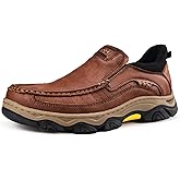 VOCECO Mens Hands Free Slip On Leather Walking Outdoor Slip-Ins Loafers Work Hiking Causal Shoes