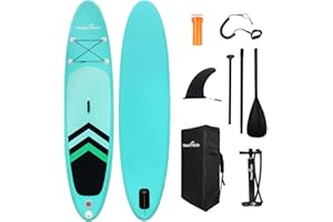 Peakpath Inflatable Stand Up Paddle Board (6’’ Thick) with Premium SUP Accessories&Bag,Bottom Fin for Paddling,Surf Control,Non-Slip Deck,Leash,Paddle and Two-Way Hand Pump|Youth&Adult Standing Boat