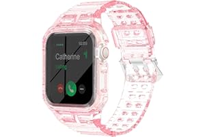 SXTDDSP Compatible for Clear Apple Watch Band with Bumper Case 49mm 45mm 44mm 42mm 41mm 40mm 38mm, Women Men Jelly Crystal Sport Cover Strap for iWatch Ultra Series 9 8 7 6 5 4 3 2 1 SE
