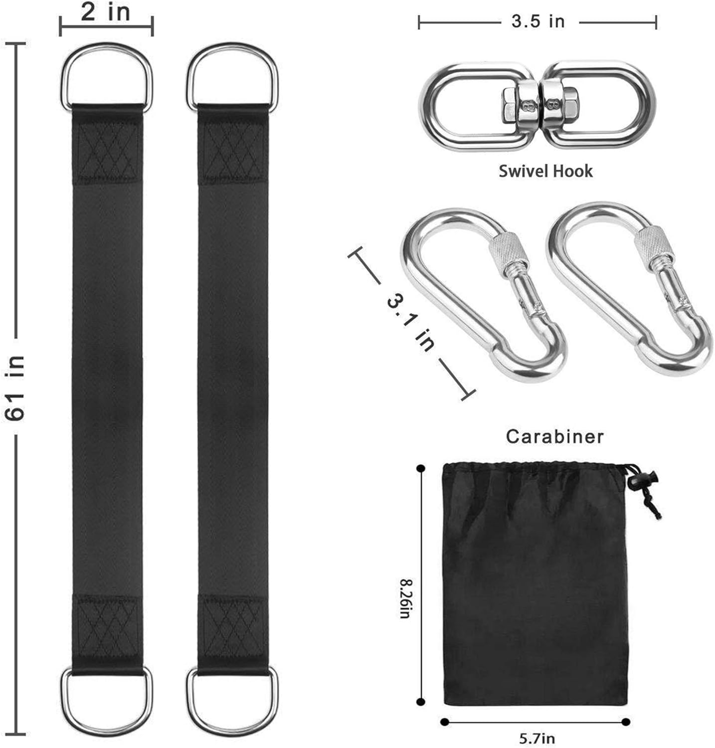 XUBX Swing Straps, Heavy Duty Hammock Straps Kit With 2 Pack Tree