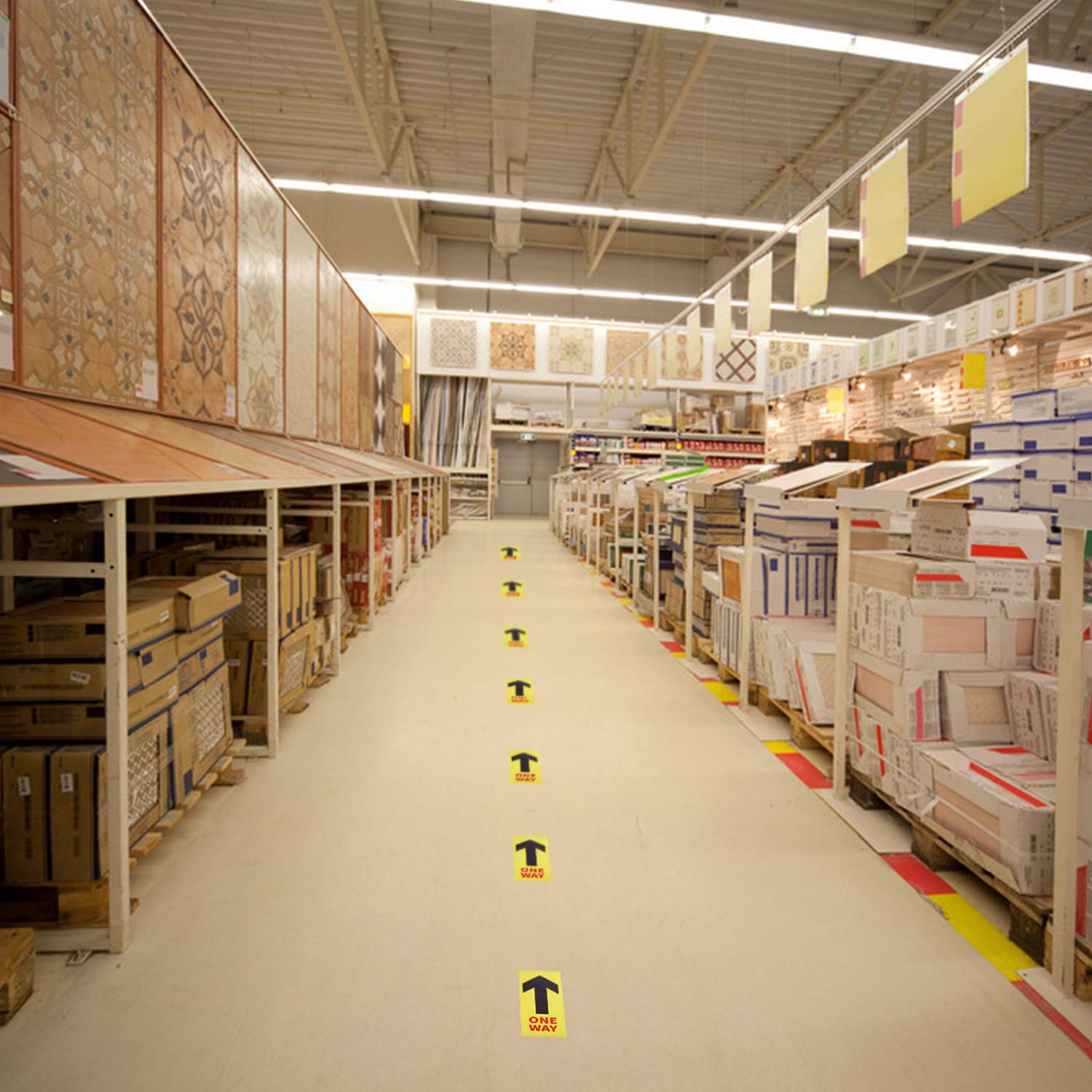 12pcs Directional Arrow Floor Sign- 15" × 6" Removable Adhesive One Way Floor Stickers Waterproof Social Distancing Floor Decals Anti-Slip Arrow Markers for Floor Crowd Direction Guidance: Industrial & Scientific