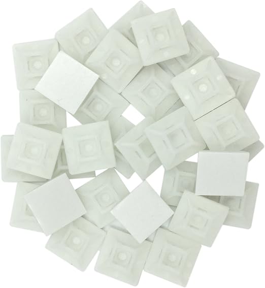 35 Stück Selbstklebende Kabelbinder-Clips, Weiß, Nylon, 20 X 20 X 32 Mm