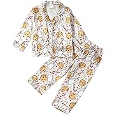 BULINGNA Kids Toddler Girl Boy Christmas Two Piece Pajamas Set Santa Claus Cookie Satin Pajamas Top with Pants Xmas Sleepwear