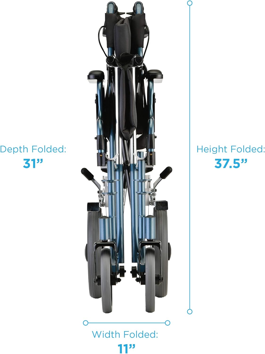 NOVA Bariatric Transport Chair with Locking Hand Brakes, Heavy Duty and Extra Wide Wheelchair with Removable & Flip Up Arms for Easy Transfer, Anti-Tippers Included, 400 lb. Weight Capacity, Blue: Health & Personal Care