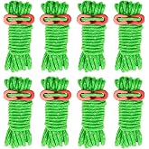Smithok 8 Pack 4mm Guy Lines Ultralight Tent Cords with Aluminum Adjuster Tensioner Outdoor Camping Guylines Ropes for Tent Tarp,Camping,Hiking Backpacking (Green)