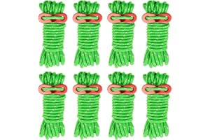 Smithok 8 Pack 4mm Guy Lines Ultralight Tent Cords with Aluminum Adjuster Tensioner Outdoor Camping Guylines Ropes for Tent Tarp,Climbing,Hiking Backpacking (Green)