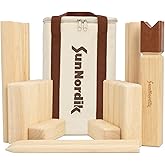 SunNordik Kubb Yard Game Set, Giant Viking Chess Outdoor Tossing Game with Carry Bag, Rubber Wood Backyard Lawn Game for Kids