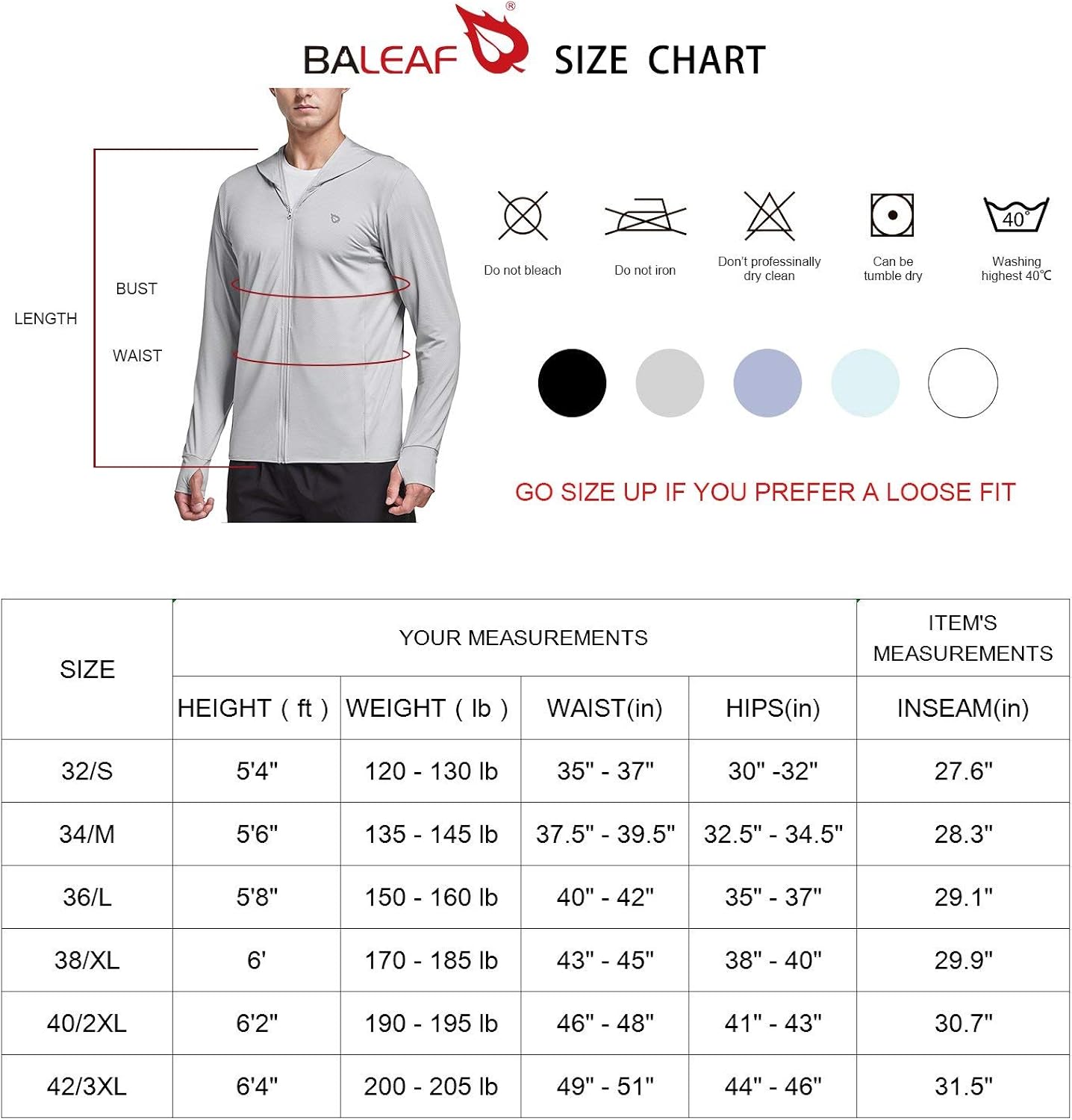 BALEAF Men's UPF 50+ Full Zip Light Jacket Hooded Cooling Shirt with Pocket Quick Dry Hiking Fishing Outdoor Performance at  Men’s Clothing store