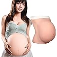 MOTLEYBEAN Fake Pregnant Belly 6-9 Months Artificial Silicone Pregnancy Belly Lifelike Skin Soft for Actor Performance Maternity Prank Props (White, 9 Months)
