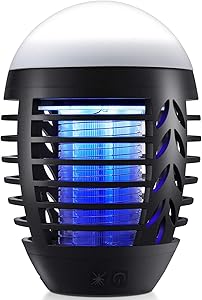 Bug Zapper Mosquito Killer Fly Trap Mosquito Attractant Trap with Camping Lamp for Outdoor and Indoor, Cordless Zapper with Hook, Hangable