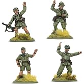 Warlord Games - Afrika Korps Platoon Commanders 4 Miniatures Set of 28mm | WWII German Officer Miniatures, Western Desert Campaign Wargaming Models for Rifle, Artillery, Recce &amp; Heavy Weapons Platoons