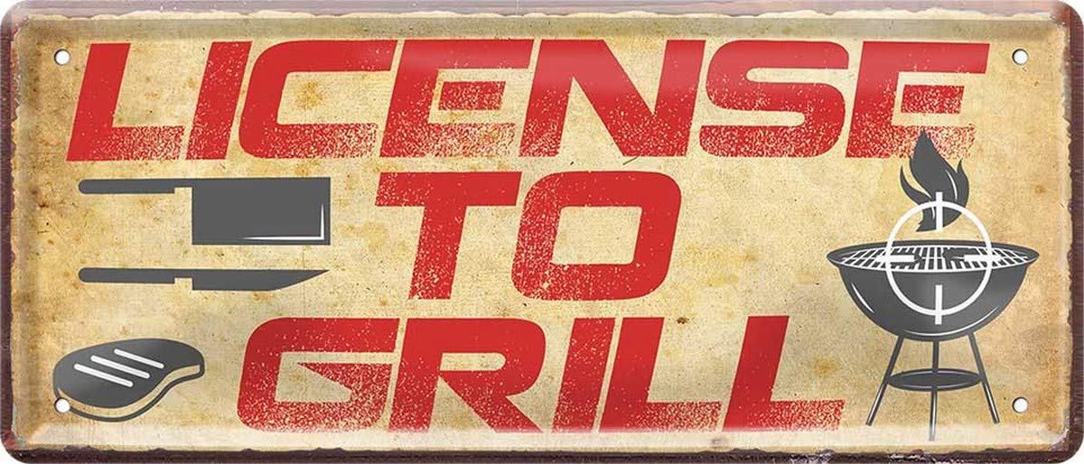 N / A License to Grill Steak Grillen Grill-Master 28 x 12 cm Tin Sign 946