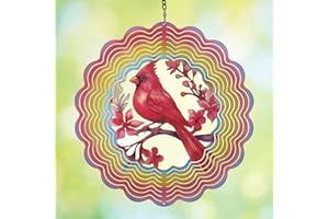 CAWALAP Wind Spinners Outdoor Cardinal Bird - Birthday Gifts for Women Mom Grandma, Hanging Wind Sculptures 12 inch 3D Wind Spinner for Garden Decor for Outside, Garden, Patio, Yard, Outdoor