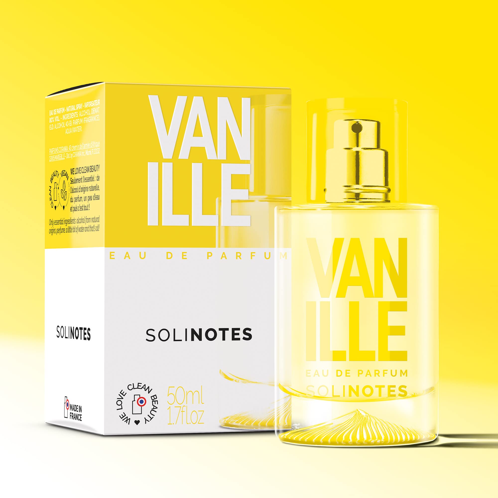 Solinotes Vanilla Perfume for Women & Men, 1.7 Fl Oz/ 50 ML Eau De Parfum, Delicate Floral and Soothing Scent with Premium Ingredients - Clean Perfume, Cruelty Free, Vegan, Made in France