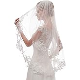 EllieHouse Women's Short 2 Tier Wedding Bridal Veil With Comb L24
