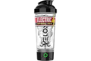 VELOMIX Electric Protein Shaker Bottle - 24 oz | USB-C Rechargeable | Leak Proof Shaker Cups for Protein Shakes | Portable Blender for Shakes and Smoothies (Electric-Transparent)