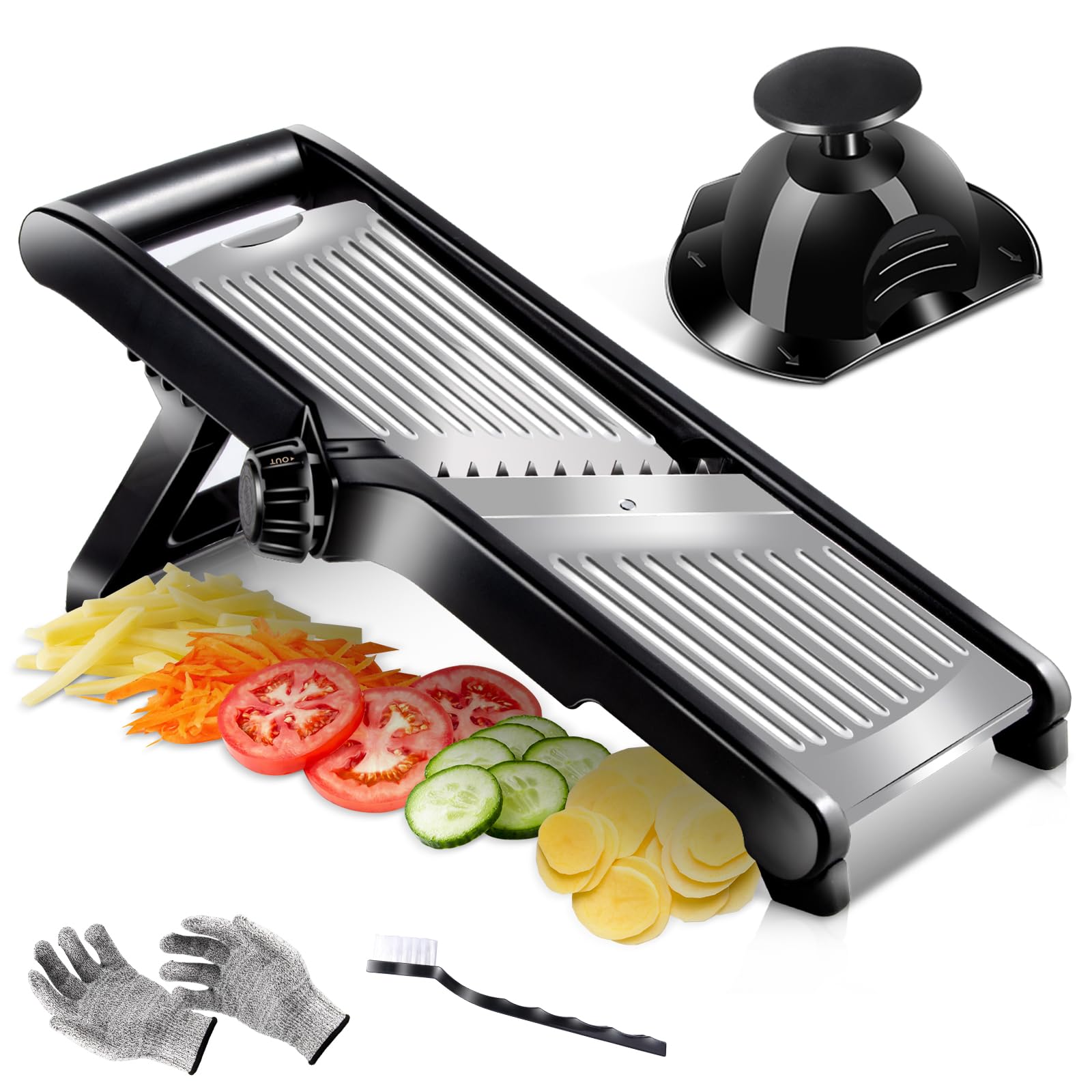 Photo 1 of Mandoline Slicer,Masthome Mandoline Food Slicer for Kitchen,Adjustable Mandolin Food Slicer, Potato Cutter,Vegetable Cutter,Onion Mandalins,French Fry Cutter Julienne Slicer-Send Cut Resistant Gloves