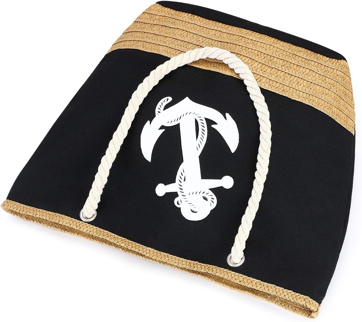 flintronic Women Beach Bag, #3 Black Anchor, 45cm x 32cm 14cm - Image 4