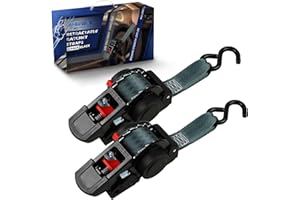 ANLU LOAD ANLULOAD 2 Packs Retractable Ratchet Straps (1.5in x 12.3ft),Cargo Strap Tie Downs for Trunk, Garage Motorcycles, Atvs,Trailers-WLL1,102LbS,BS:2,204Lbs（Black）