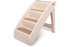 PetSafe CozyUp Folding Dog Stairs, Portable Indoor/Outdoor Pet Steps for Bed, Couch & Car, Tan, 20 Inch