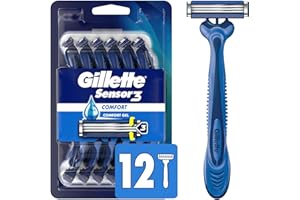 Gillette Sensor3 Comfort Men's Disposable Razors, 12 Razors
