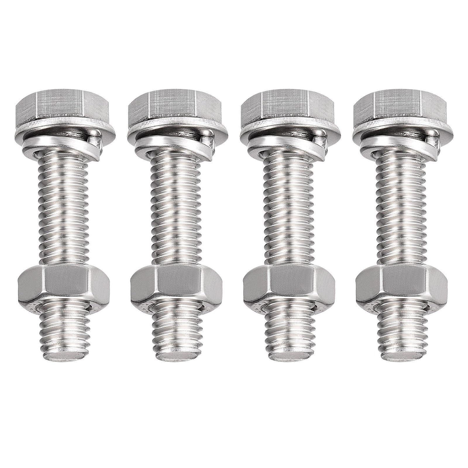 TA-VIGOR 4Pcs M8 x 35mm Hex Head Screws Bolts, Nuts, Flat & Lock Washers Kits, Fully Thread Hexagon Bolts, High Tensile Cap Screws for Metal Work, Automotive Machinery, Bike Motorcycles Repair