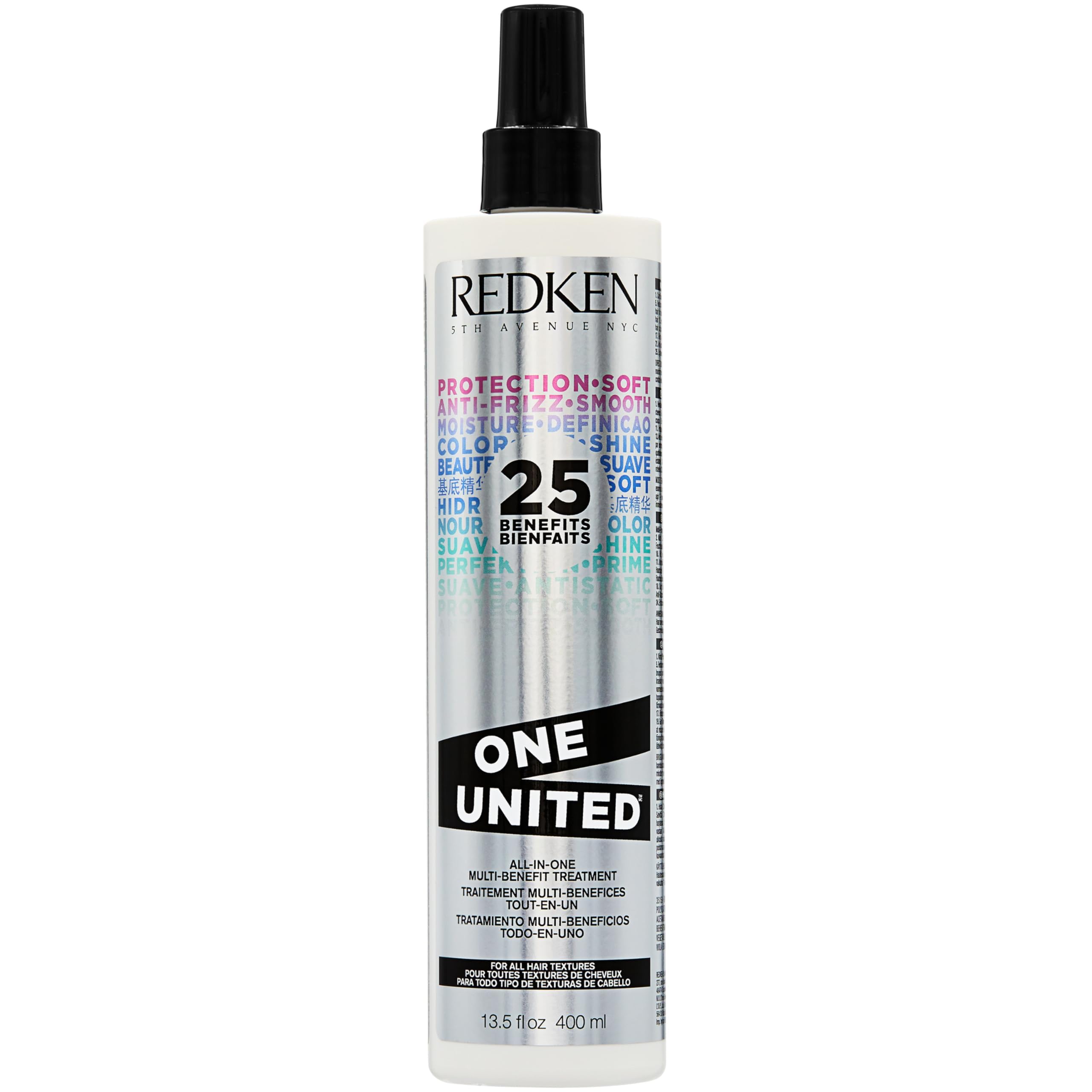 Redken One United All-In-One Leave In Conditioner - Multi-Benefit Leave In Treatment For All Hair Types, Heat Protectant and Detangler Spray, Paraben-Free