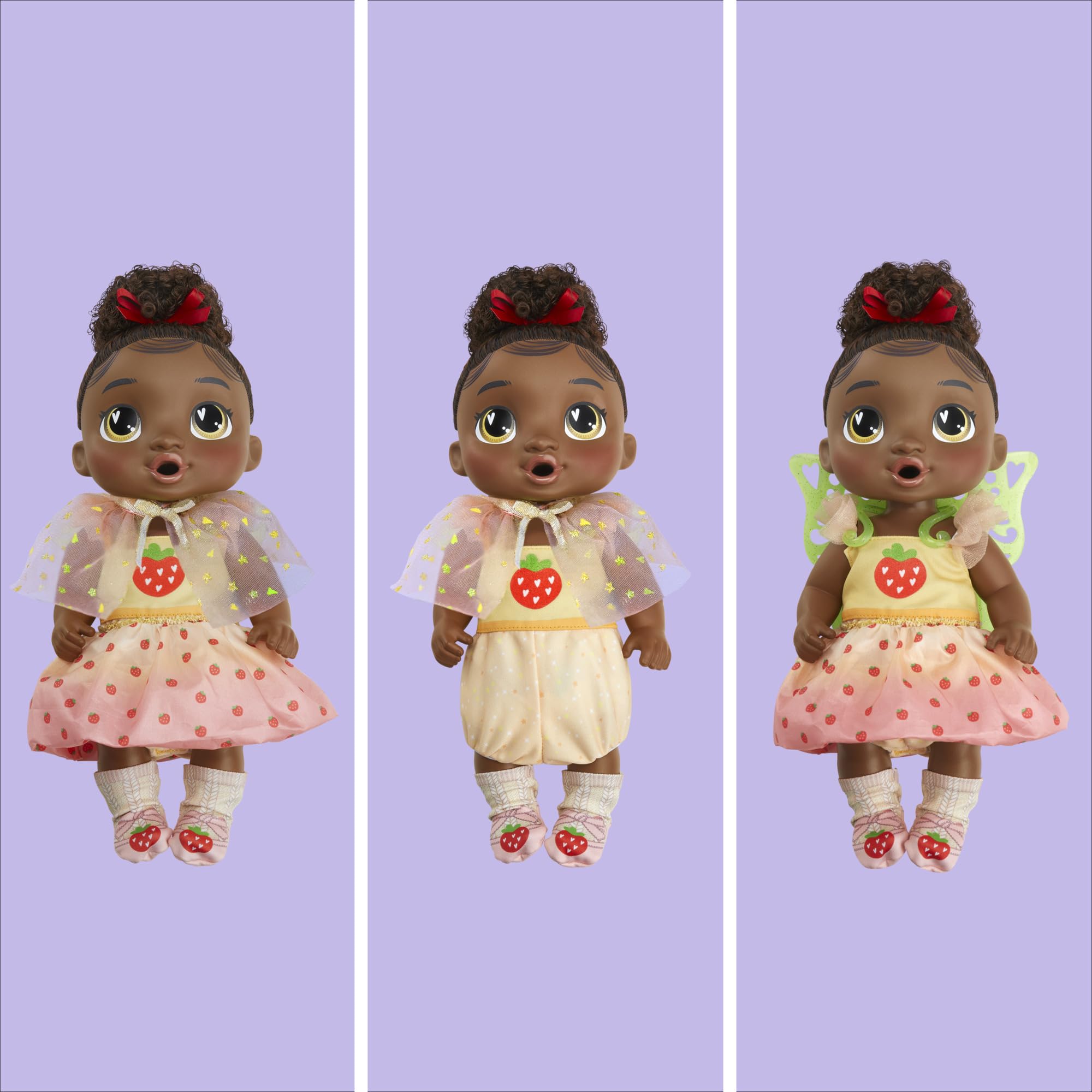 Baby Alive Fairy Fashions Berry Boo Doll with Clothes Accessories, Black Hair, 11 Inches, Kids Toys, Ages 3+ (Amazon Exclusive)