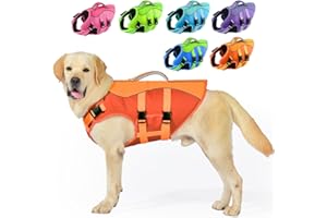 PETDSH Dog Life Jacket Medium, High Flotation Dog Life Vest for Swimming Boating, Reflective Puppy Lifejacket with Superior Buoyancy and Rescue Handle, Adjustable Safety Dogs Floating Vests