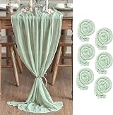 Artoid Mode Boho Sage Green Gauze 300 cm Table Runner 6 Packs Cheesecloth