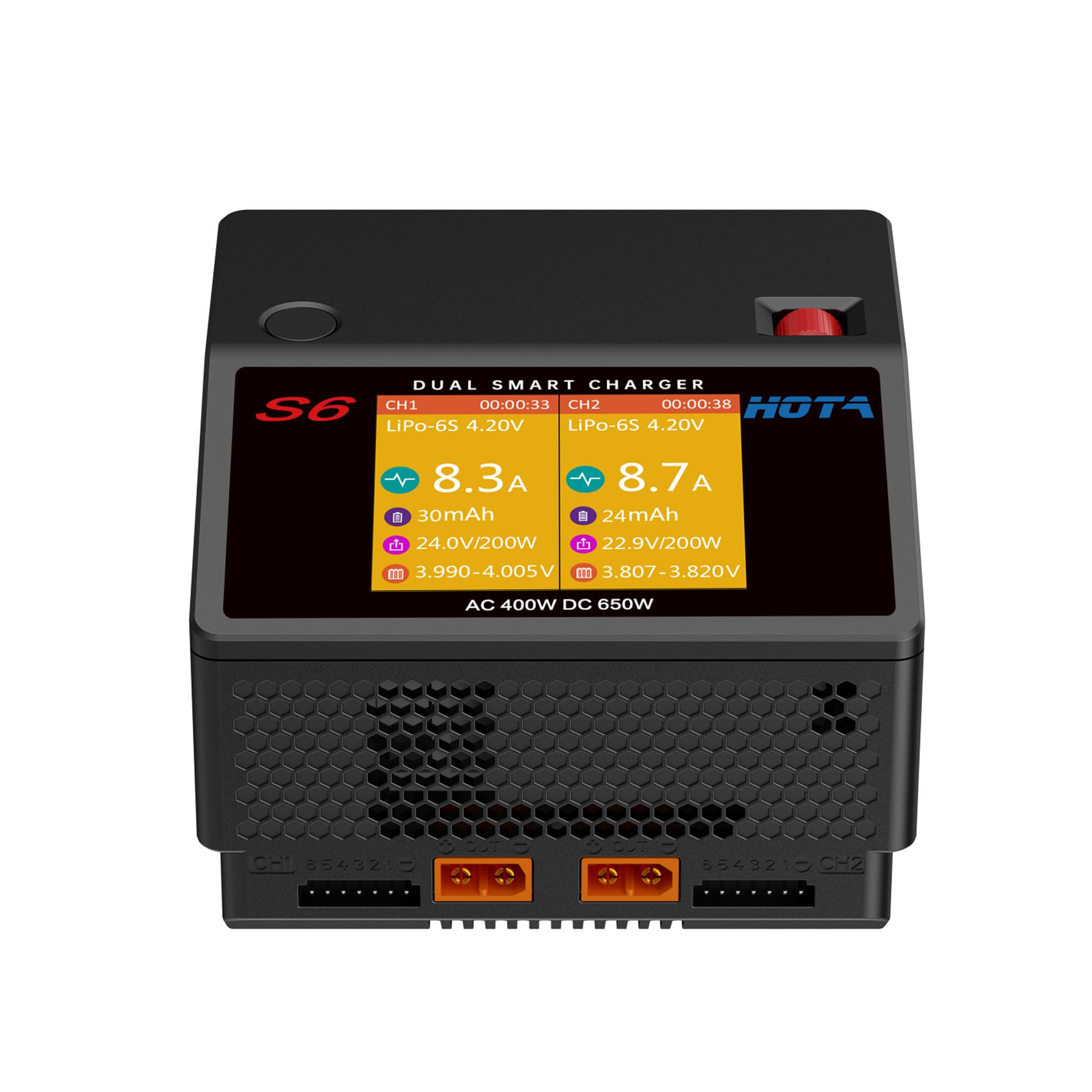 Photo 1 of *FOR PARTS ONLY* HOTA S6 Battery Charger: Dual Ports Smart Balance Charger for FPV RC Hobby Lipo Battery Li-ion LiHv Nicd NiMH Batttery Support AC/DC Input
