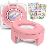 MCGMITT Portable Potty Seat for Kids Travel - Foldable Training Toilet Chair for Toddler Girls with Storage Bags for Outdoor and Indoor Easy to Clean(Pink)