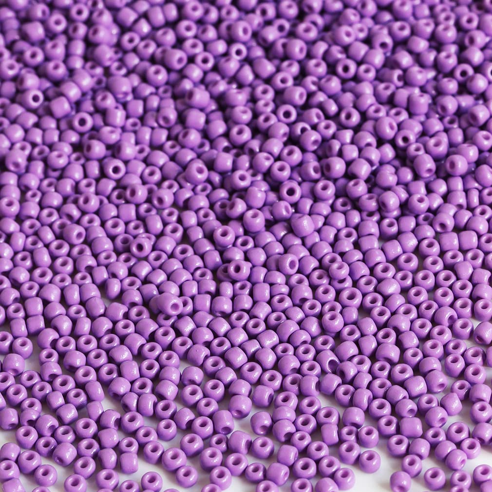Bala&Fillic Purple Color 3mm Seed Beads About 3600pcs/100Grams in Bag, 8/0 Glass Craft Beads for Making Bracelet Necklace Earring(Purple) — image 1