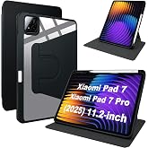 Suttkue for Xiaomi Pad 7 case, PC 360&deg;Swivel case with Pen Slot, Lightweight,Scratch Resistant, Black case for Xiaomi Pad 7 11.2 inch 2025