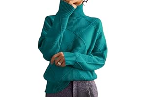 Women's Turtleneck Oversized Cable Knit Cozy Sweater Fall Fashion Trendy Casual Cute Ladies Winter Pullover Work Sweaters