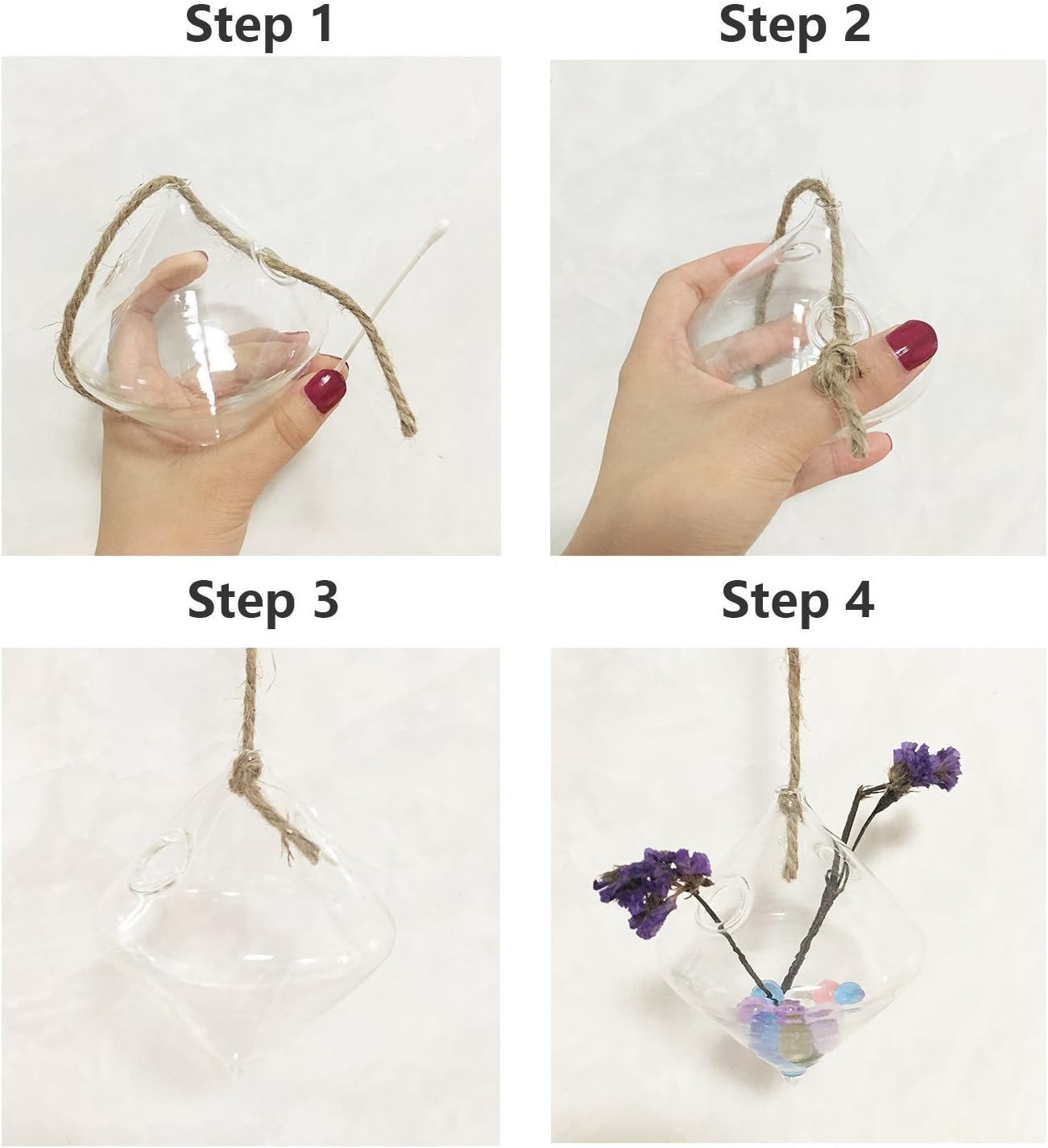Indoor Outdoor Glass Hanging Planters Plant Pots Water Plant Containers Flower Pots Glass Terrariums 3 Pieces: Garden & Outdoor