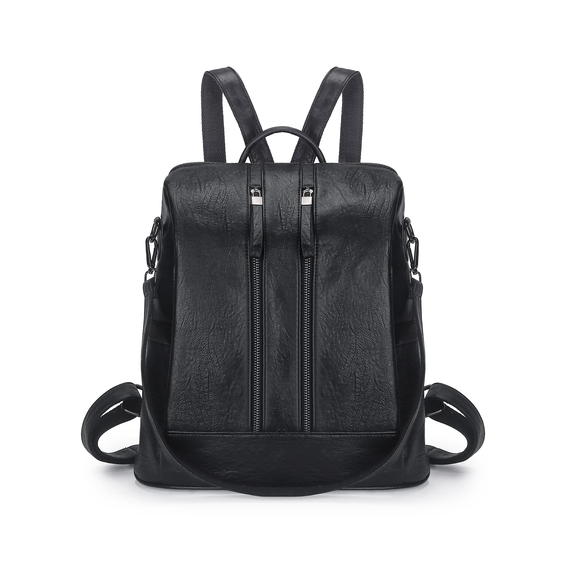 Artwell Women Backpack Purse PU Leather Rucksack Convertible Handbag College Bookbag Shoulder Tote Bag with Tassel (Black)